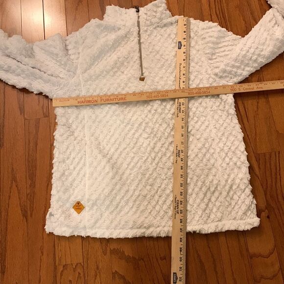 Simply Southern Sz Large quarter zip white fluffy Sherpa - Picture 3 of 9